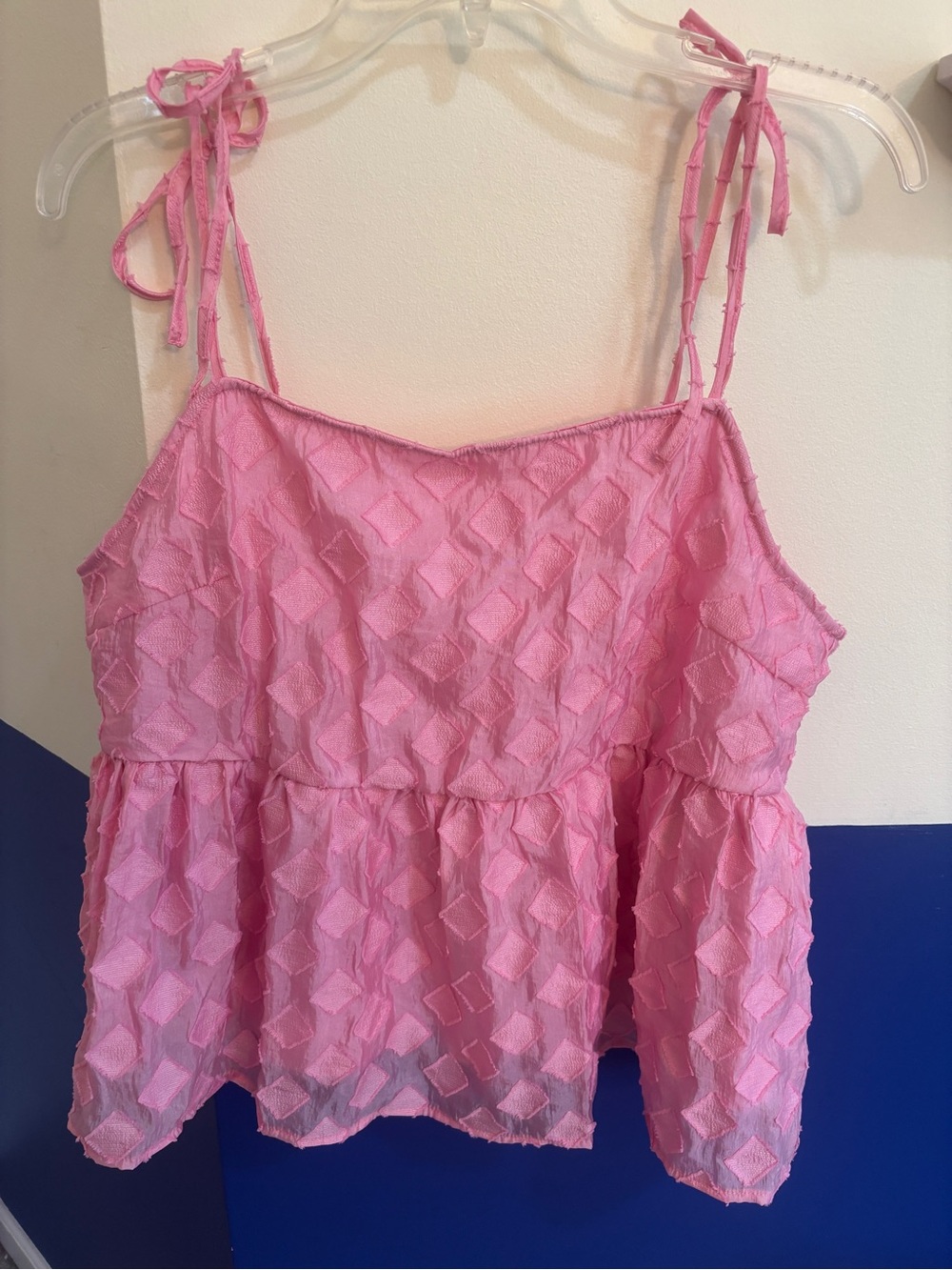 Vero Moda Pink Textured Camisole with Tie Straps